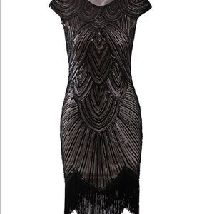 Roaring 20’s Great Gatsby Black and nude dress S